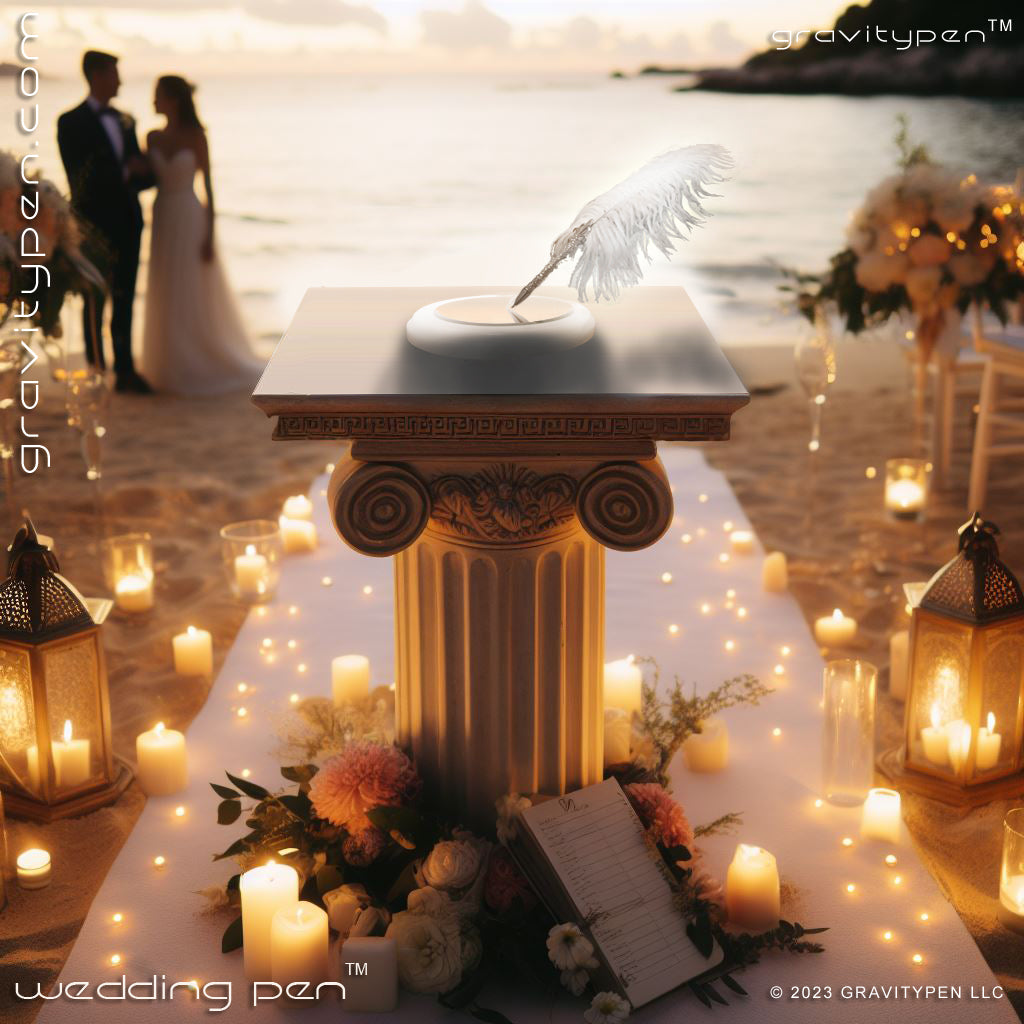 Avalon ™ by Gravitypen ® - The Feather Wedding Pen by Gravity pen ® .