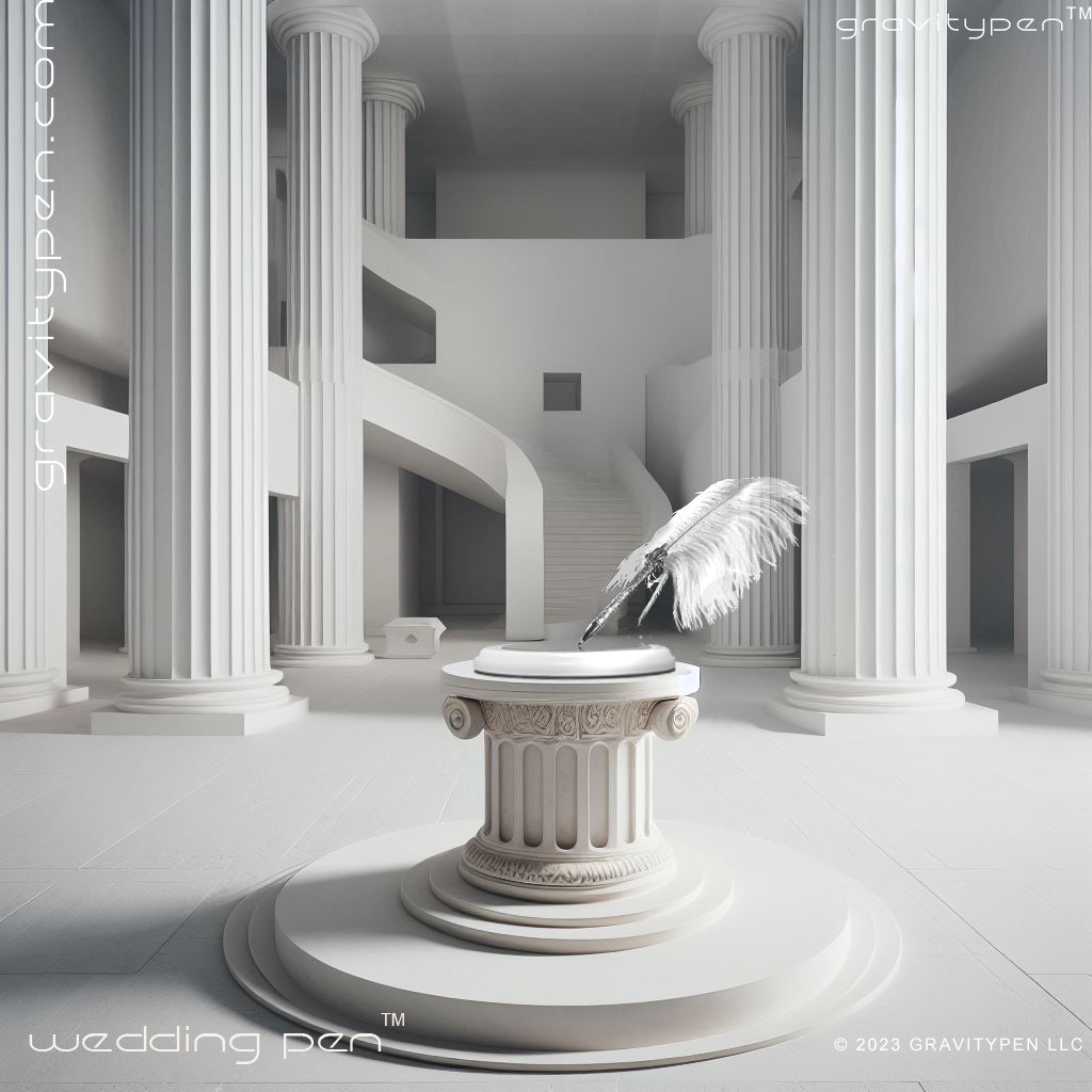 Avalon ™ by Gravitypen ® - The Feather Wedding Pen by Gravity pen ® .