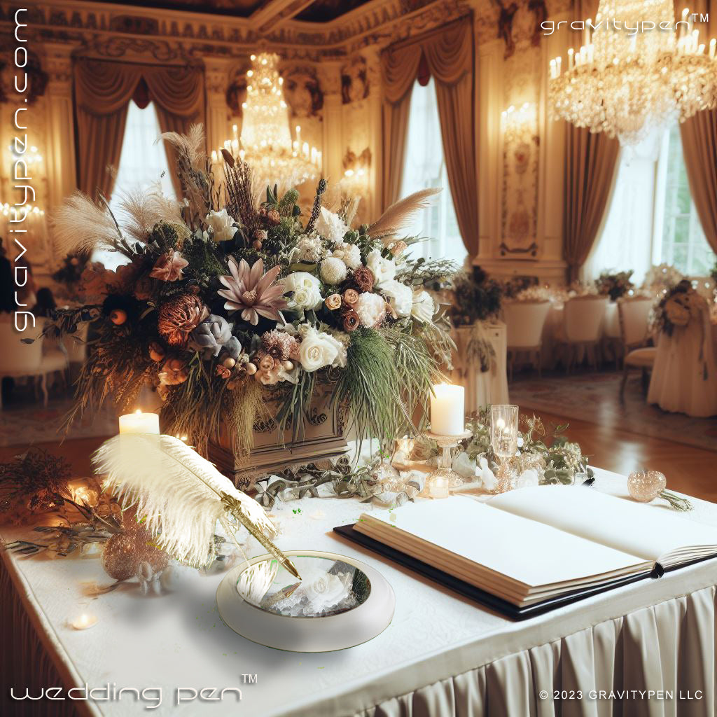 Avalon ™ by Gravitypen ® - The Feather Wedding Pen by Gravity pen ® .